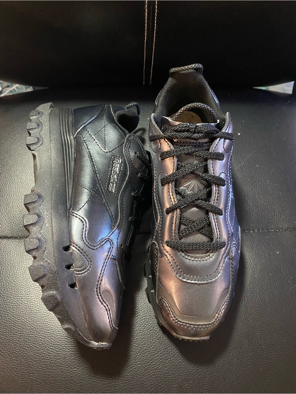 Reebok Cardi B X Classic Metallic Core Black Dark Silver Trail Sneakers Size 6